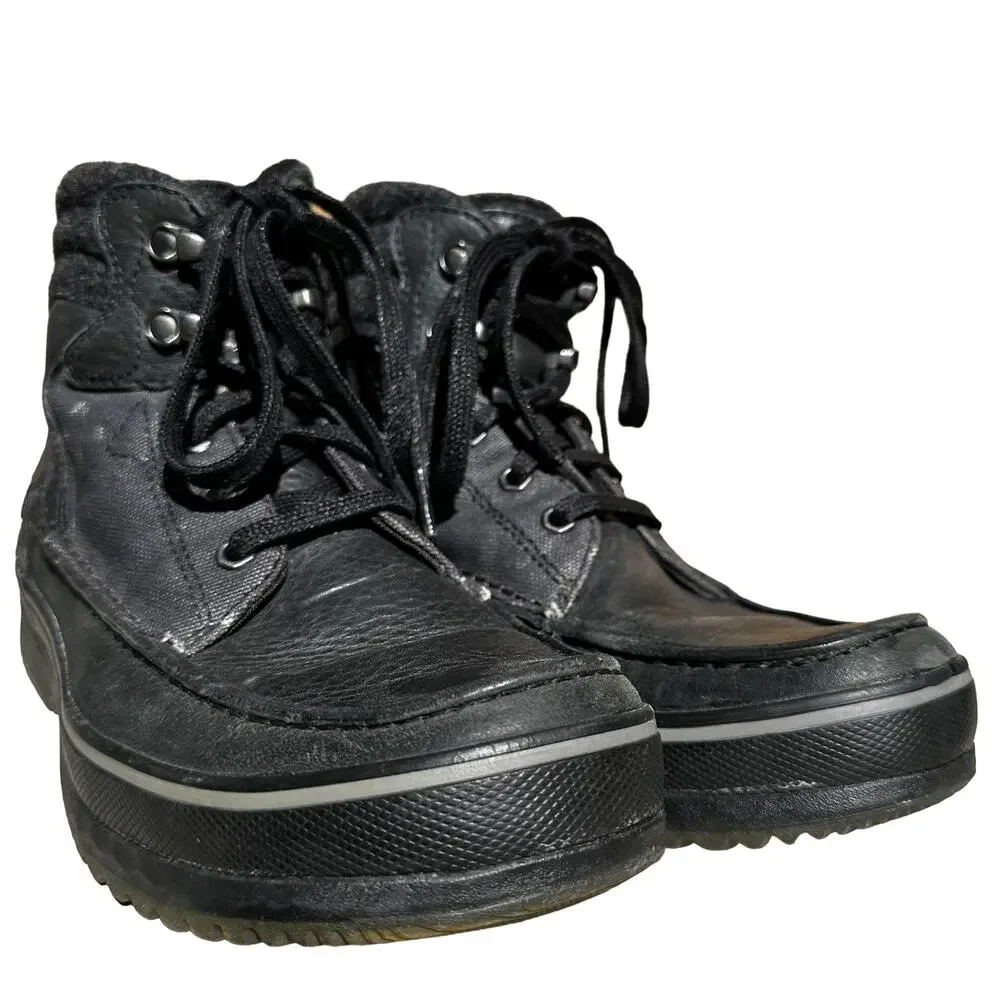 Sorel Kingston Peak Chukka Leather Snow Boots Mid Calf Waterproof Black 7.5